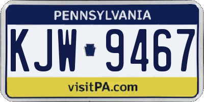 PA license plate KJW9467