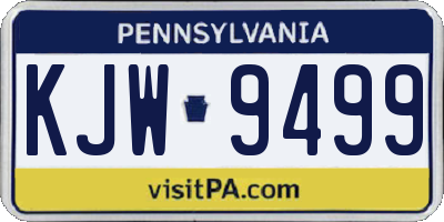 PA license plate KJW9499