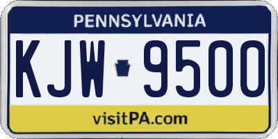 PA license plate KJW9500