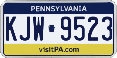 PA license plate KJW9523