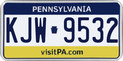 PA license plate KJW9532