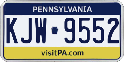 PA license plate KJW9552