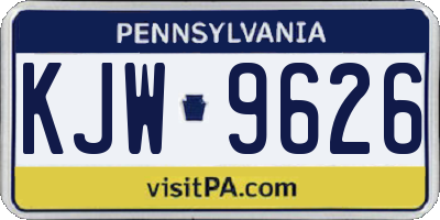 PA license plate KJW9626