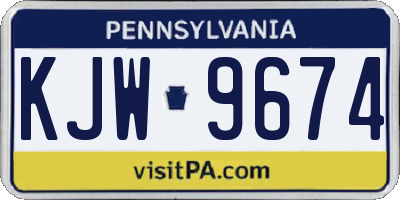 PA license plate KJW9674