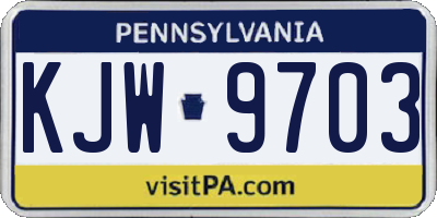 PA license plate KJW9703
