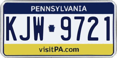 PA license plate KJW9721