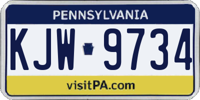 PA license plate KJW9734
