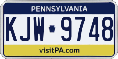 PA license plate KJW9748