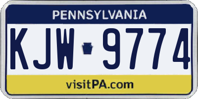 PA license plate KJW9774