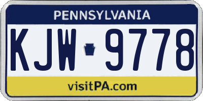 PA license plate KJW9778