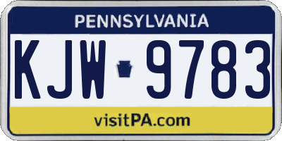 PA license plate KJW9783