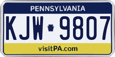 PA license plate KJW9807