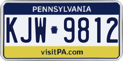 PA license plate KJW9812