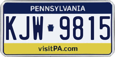 PA license plate KJW9815