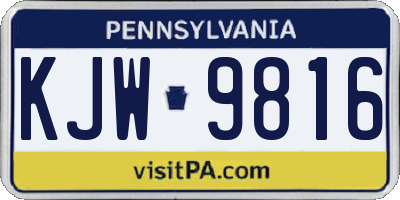 PA license plate KJW9816