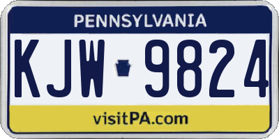 PA license plate KJW9824