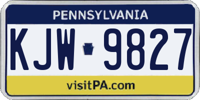 PA license plate KJW9827
