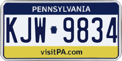 PA license plate KJW9834