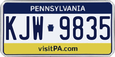 PA license plate KJW9835