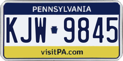 PA license plate KJW9845