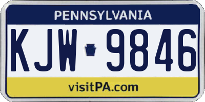 PA license plate KJW9846