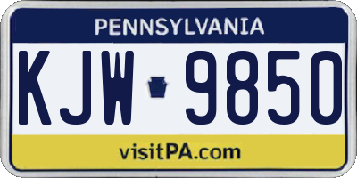 PA license plate KJW9850