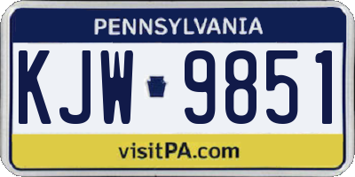 PA license plate KJW9851