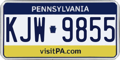 PA license plate KJW9855