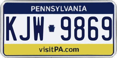 PA license plate KJW9869