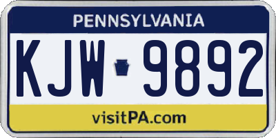 PA license plate KJW9892