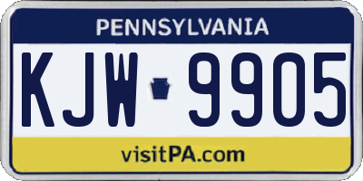 PA license plate KJW9905