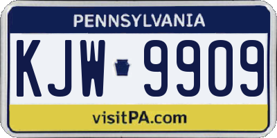 PA license plate KJW9909