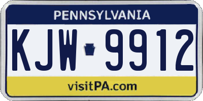 PA license plate KJW9912