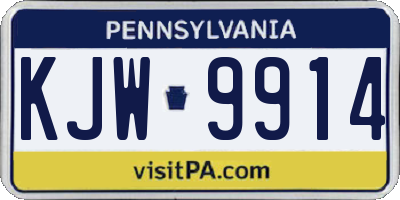 PA license plate KJW9914