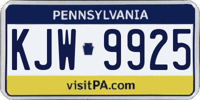 PA license plate KJW9925