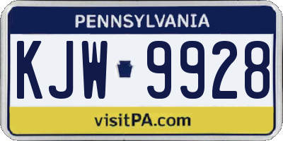 PA license plate KJW9928
