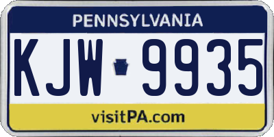 PA license plate KJW9935
