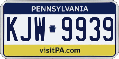 PA license plate KJW9939