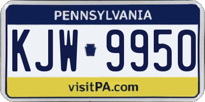 PA license plate KJW9950