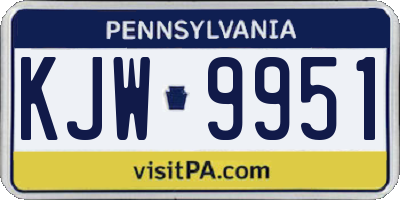 PA license plate KJW9951