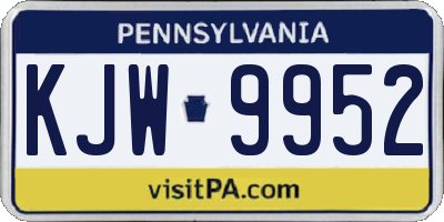 PA license plate KJW9952