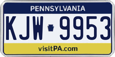 PA license plate KJW9953