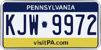 PA license plate KJW9972