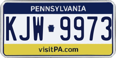 PA license plate KJW9973