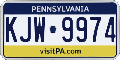 PA license plate KJW9974