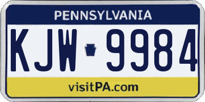 PA license plate KJW9984