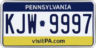 PA license plate KJW9997