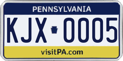 PA license plate KJX0005