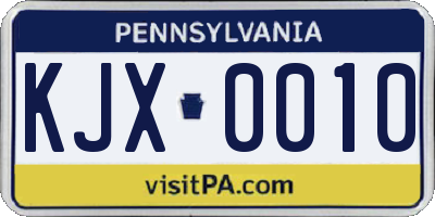 PA license plate KJX0010