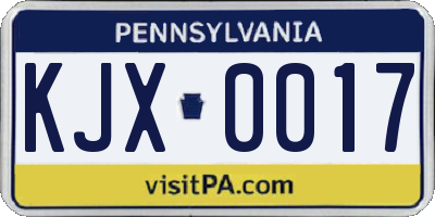PA license plate KJX0017